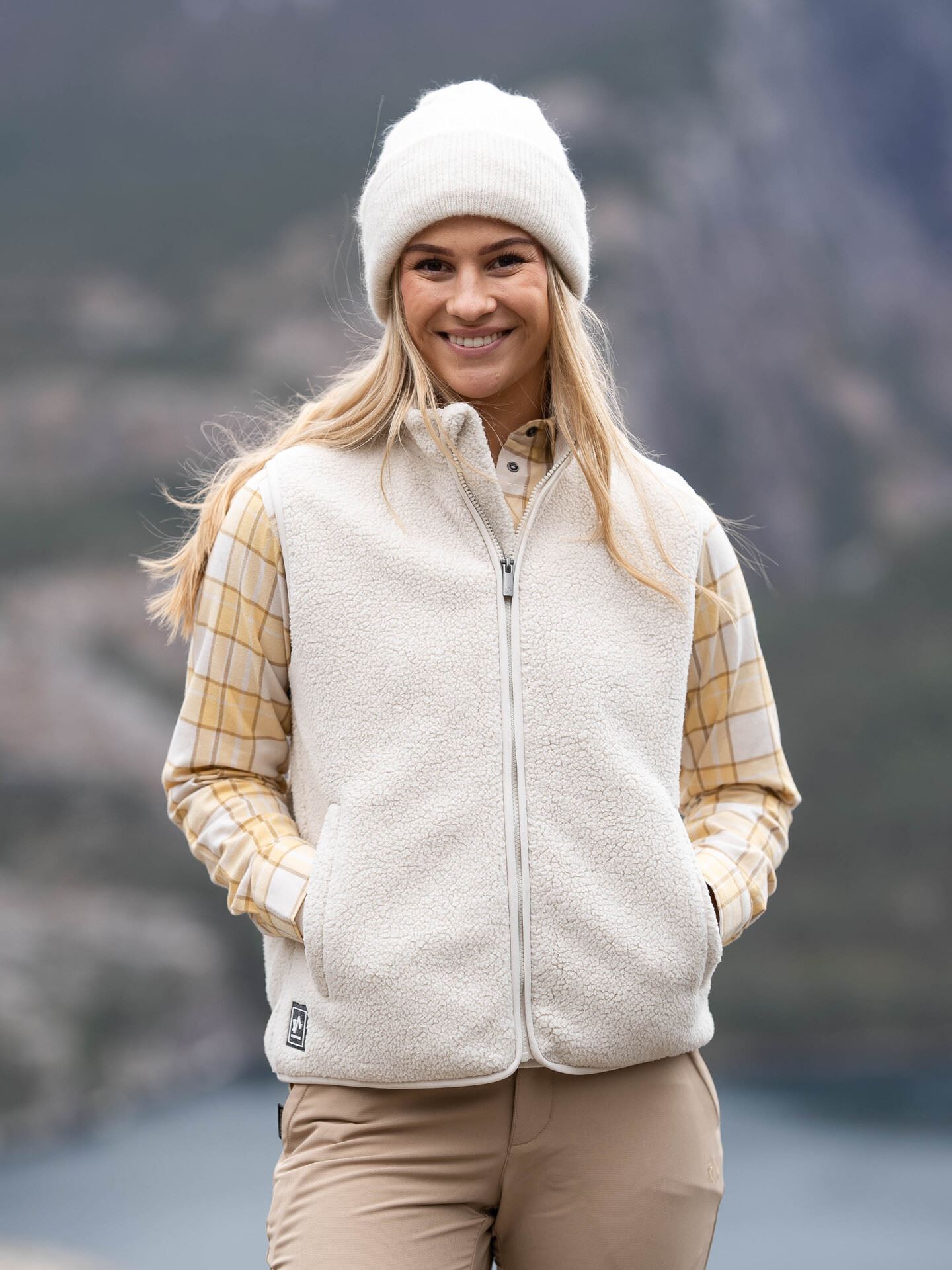 Twentyfour Finse Sherpa Vest Gråhvit
