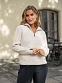Twentyfour Mode Rib Half Zip Knit Gråhvit