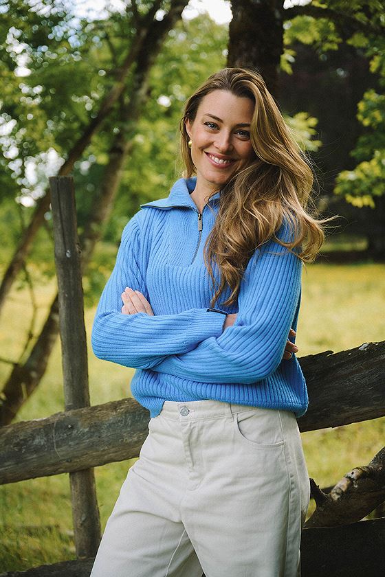 Twentyfour Mode Rib Half-Zip Knit Asurblå