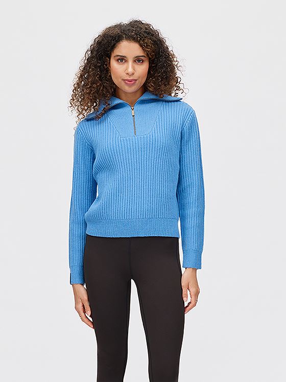 Twentyfour Mode Rib Half-Zip Knit Asurblå