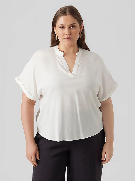 Vero Moda Curve Beauty Short Sleeve Top Snow White