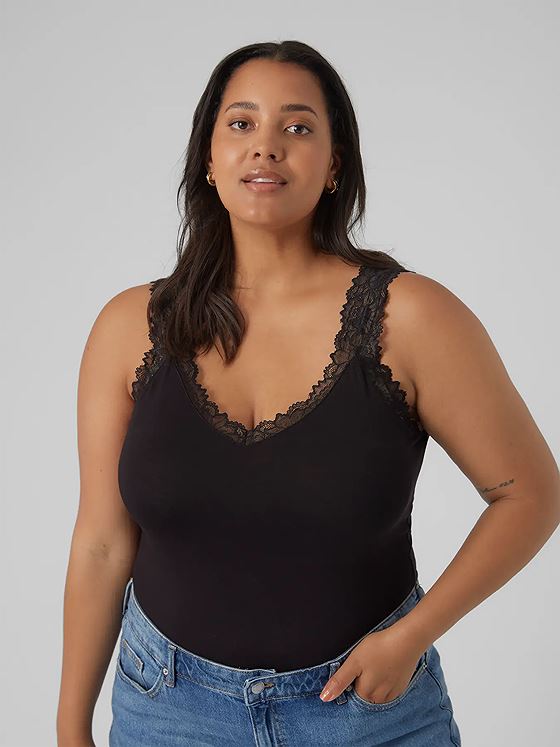 Vero Moda Curve Rosa Short Sleeve Top Black