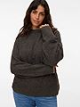 Vero Moda Curve Boom Long Sleeve O-Neck Pullover Chocolate Torte MELANGE