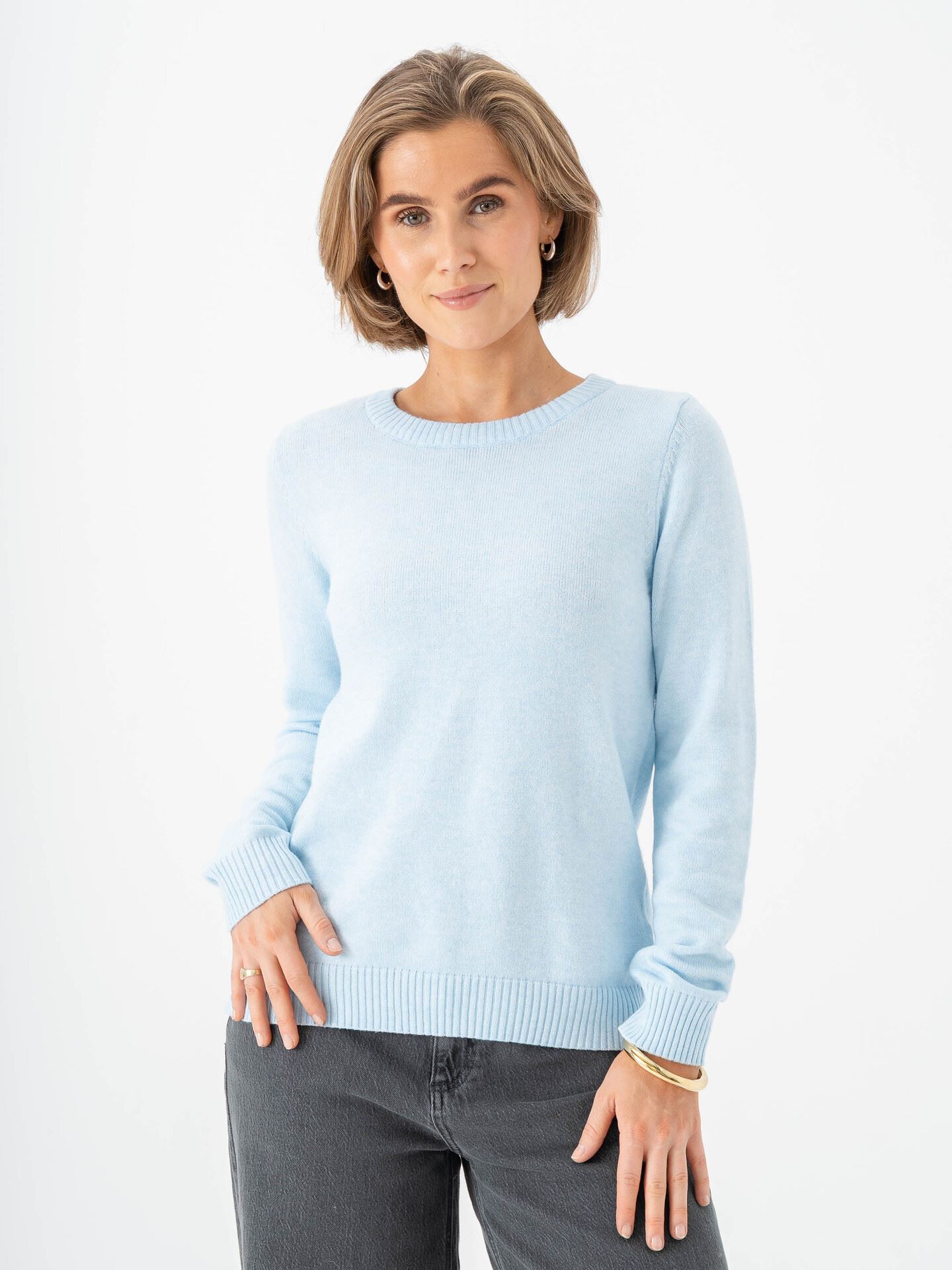 Vila Viril O-Neck Long Sleeve Knit Top Nantucket Breeze Light Melange