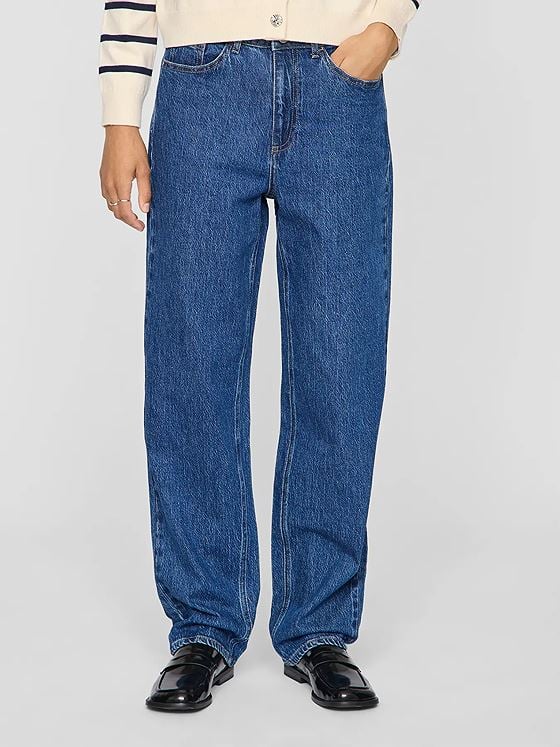 Vila Kelly Jaf High Waisted Straight Jeans Medium Blue Denim