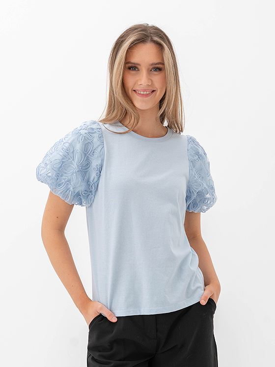 Vila Simonia O-Neck Short Sleeve Top Kentucky Blue