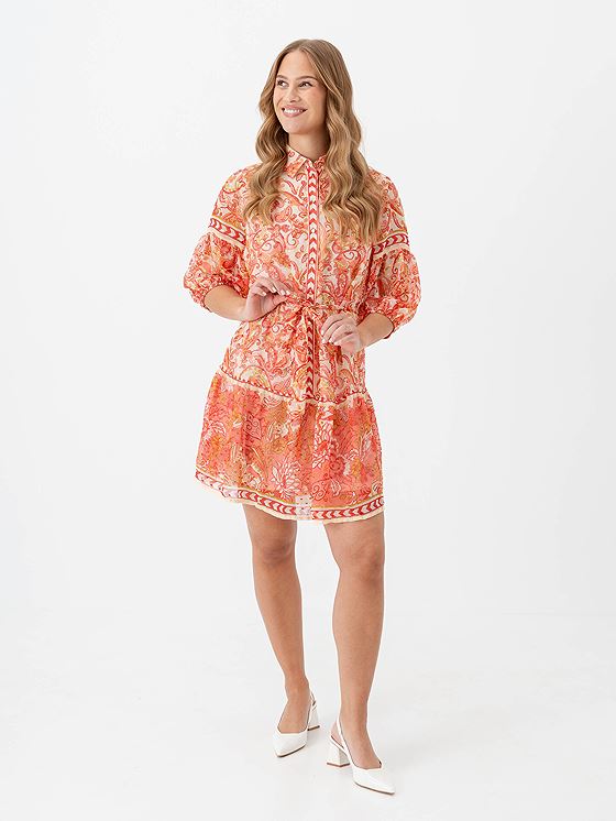 Vila Praya V-Neck Printed Short Dress Birch DUBARRY AURORA PALE BANANA WOOD THRUSH