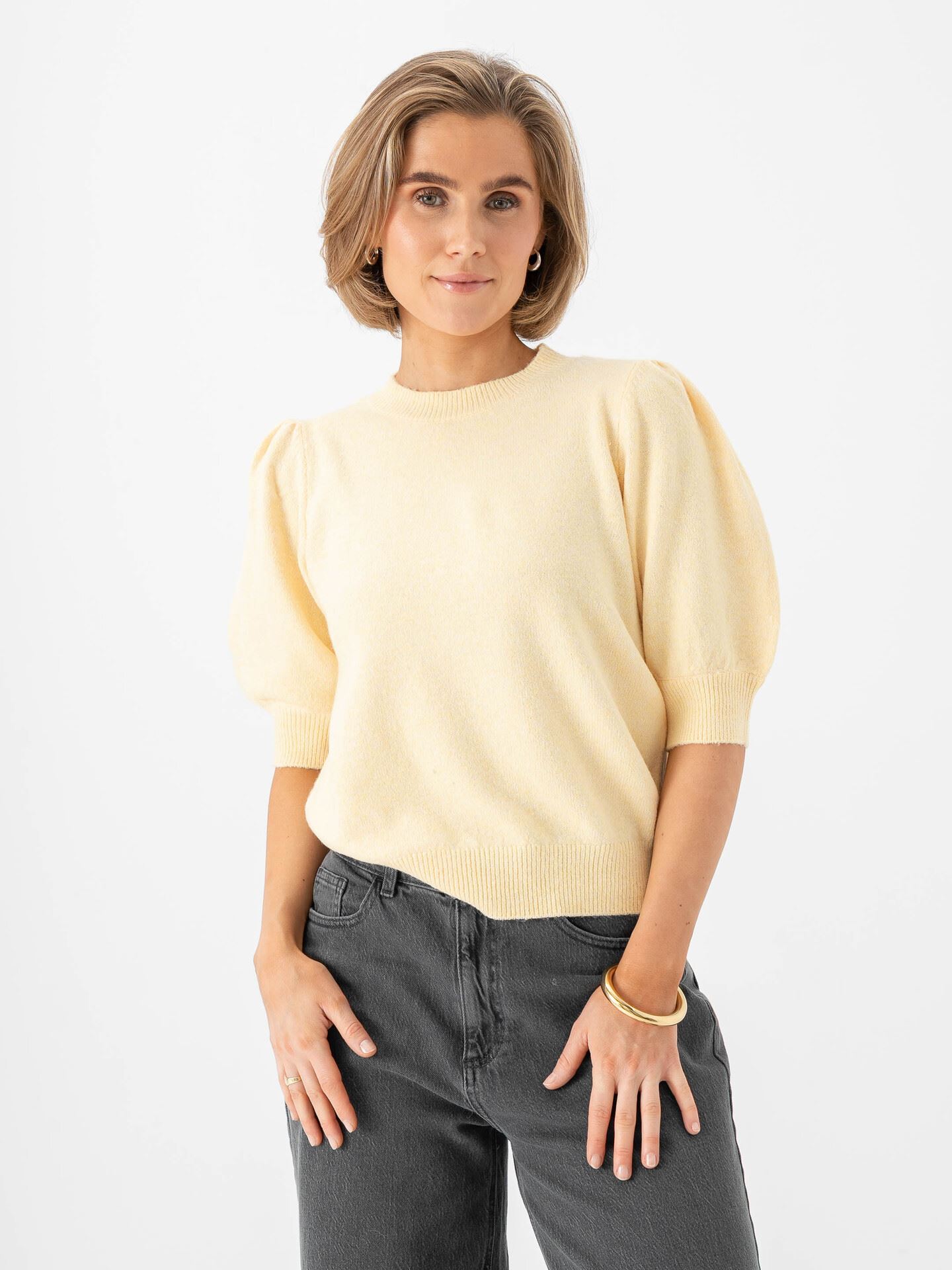 Vero Moda Doffy 2/4 O-Neck Pullover Golden Haze W. White Melange