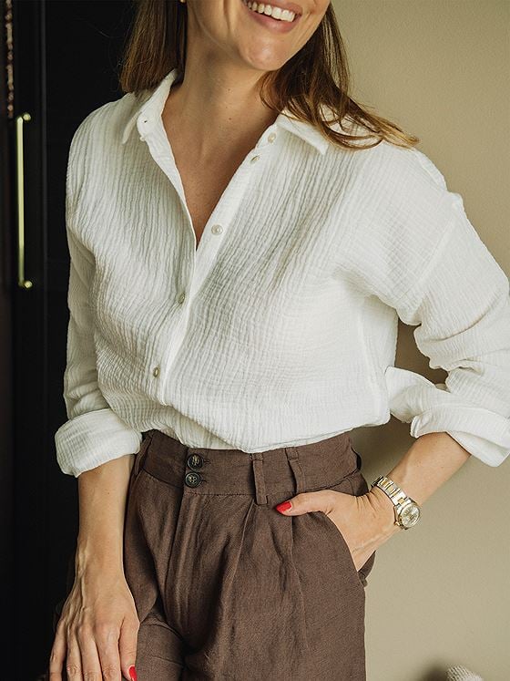 Vero Moda Natali Nia Long Sleeve Loose Shirt Snow White