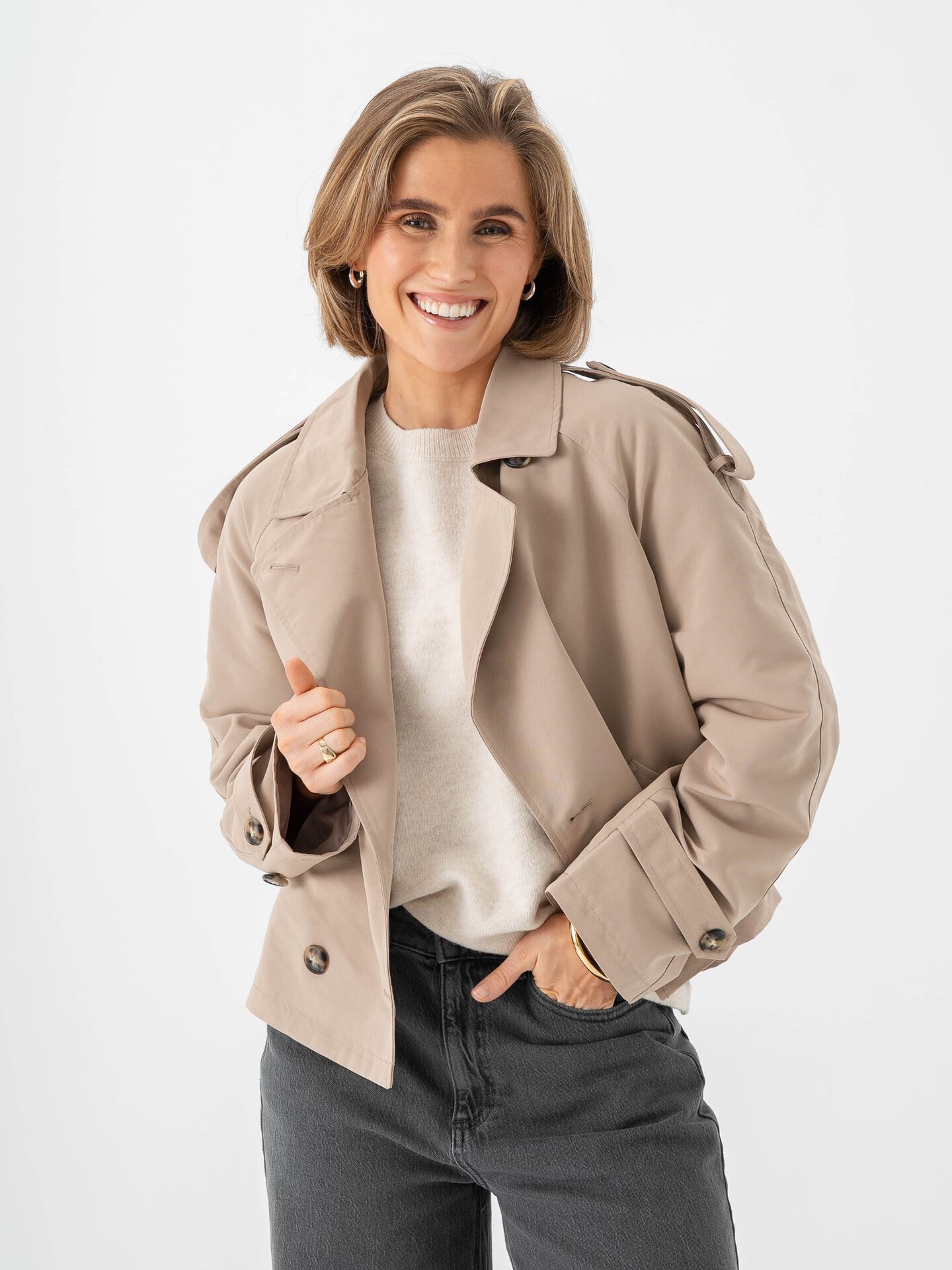 Vero Moda Chloe Short Trenchcoat Silver Mink