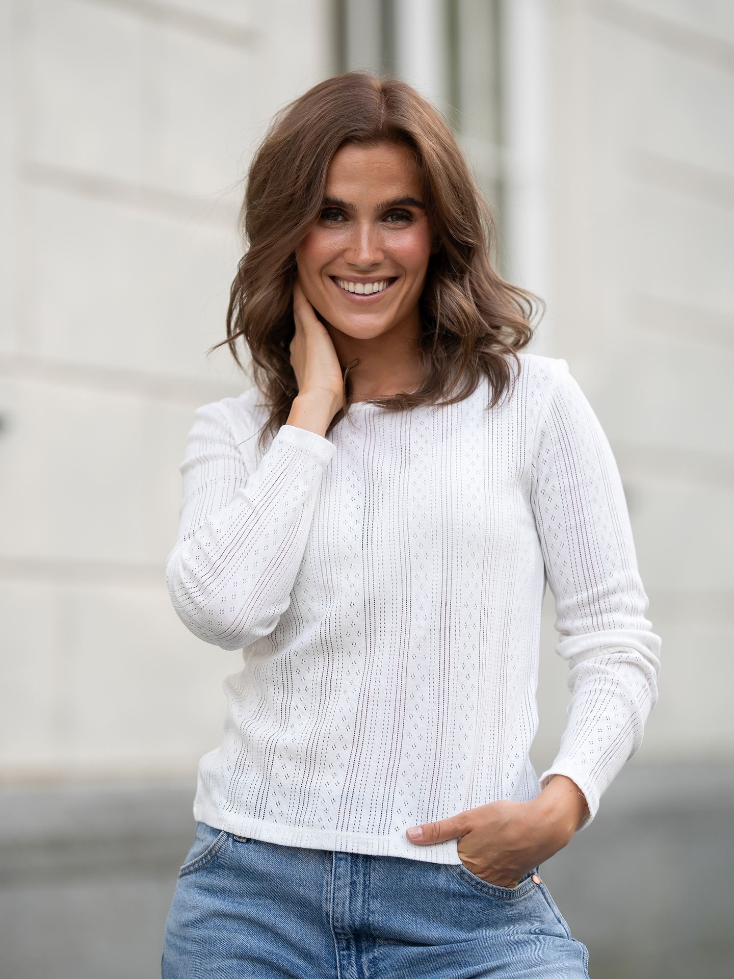 Vero Moda Lisa Long Sleeve Top Snow White