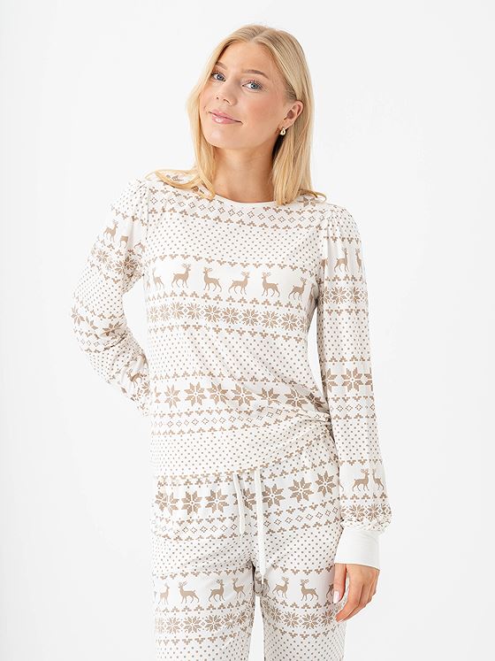 Vero Moda Chris Long Sleeve O-Neck Top XMAS Cloud Dancer Silver mink xmas