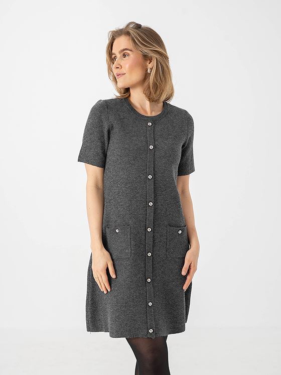 Vero Moda Johanna Short Sleeve O-Neck Dress Medium Grey Melange