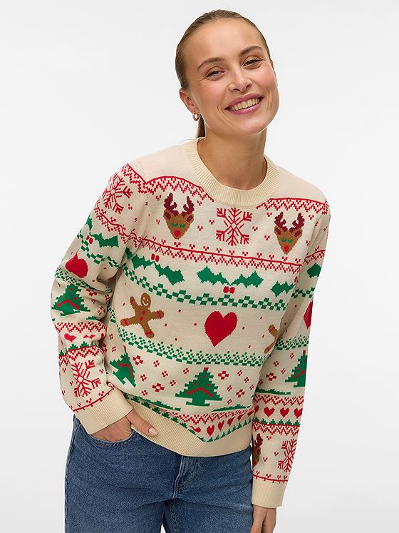 Vero Moda New Christmas Stuff Long Sleeve O-Neck XMAS Birch