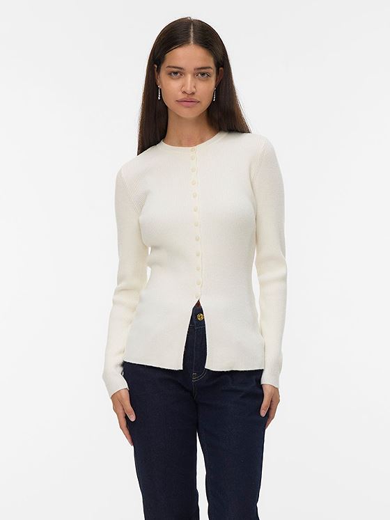 Vero Moda Aware Long Sleeve O-Neck Knit Cardigan Snow White
