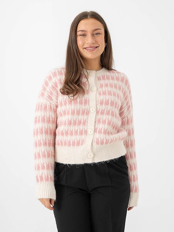 Vero Moda Lisa Long Sleeve O-Neck Cardigan Birch w. Rose Elegance Stitch