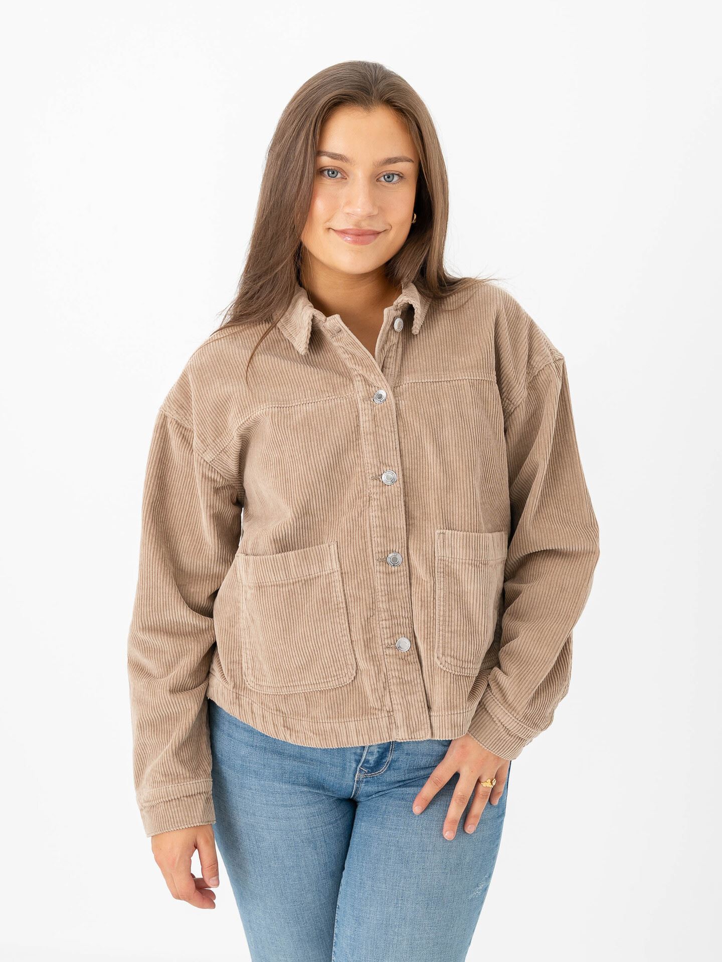 Vero Moda Jamie Long Sleeve Corduroy Shacket Silver Mink