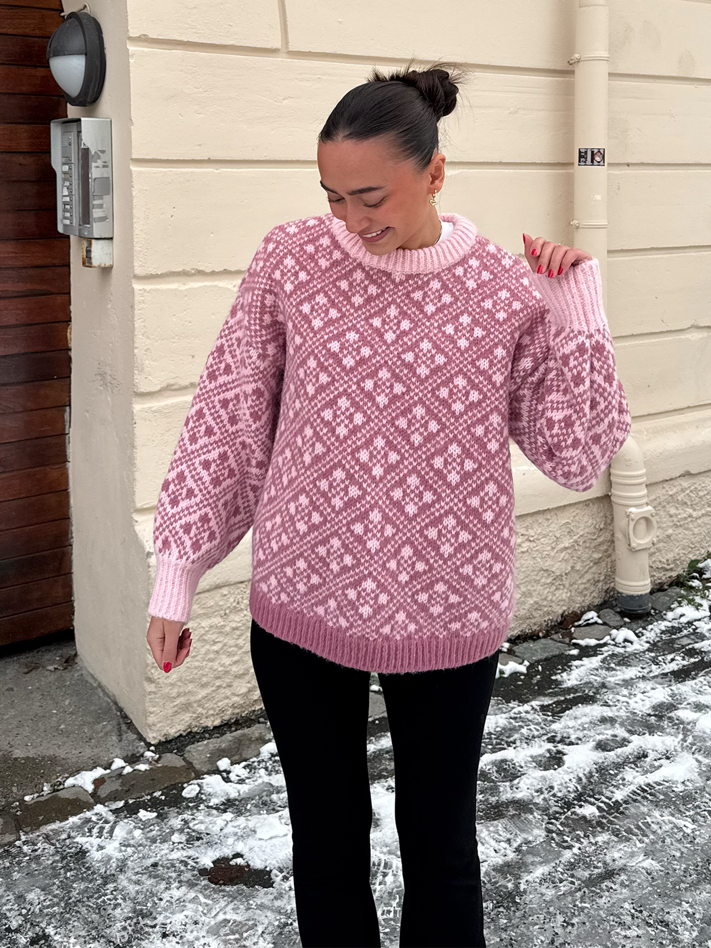 Vero Moda Inga Long Sleeve O-Neck Oversized Pullover Pink Dogwood