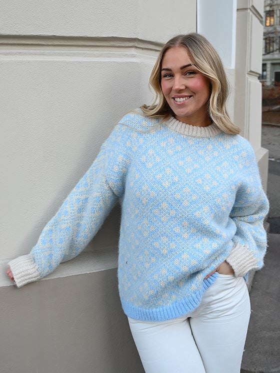 Vero Moda Inga Long Sleeve O-Neck Oversized Pullover Birch w. Dutch Canal