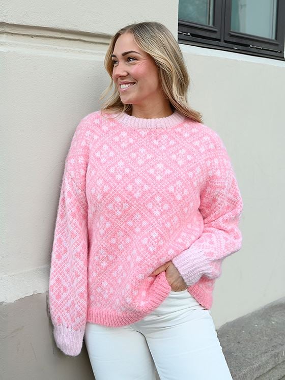 Vero Moda Inga Long Sleeve O-Neck Oversized Pullover Pink-A-Boo W. Pink Cherub