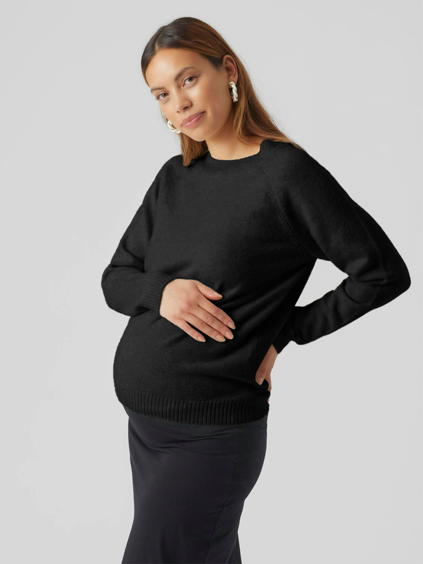 Vero Moda Maternity Doffy Long Sleeve O-Neck Blouse Black