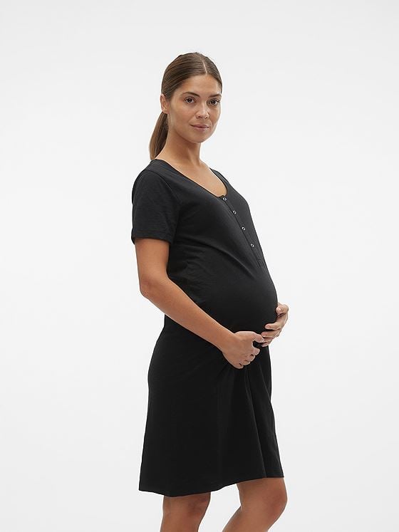 Vero Moda Maternity Mira Solid Jersey Nightgown Black