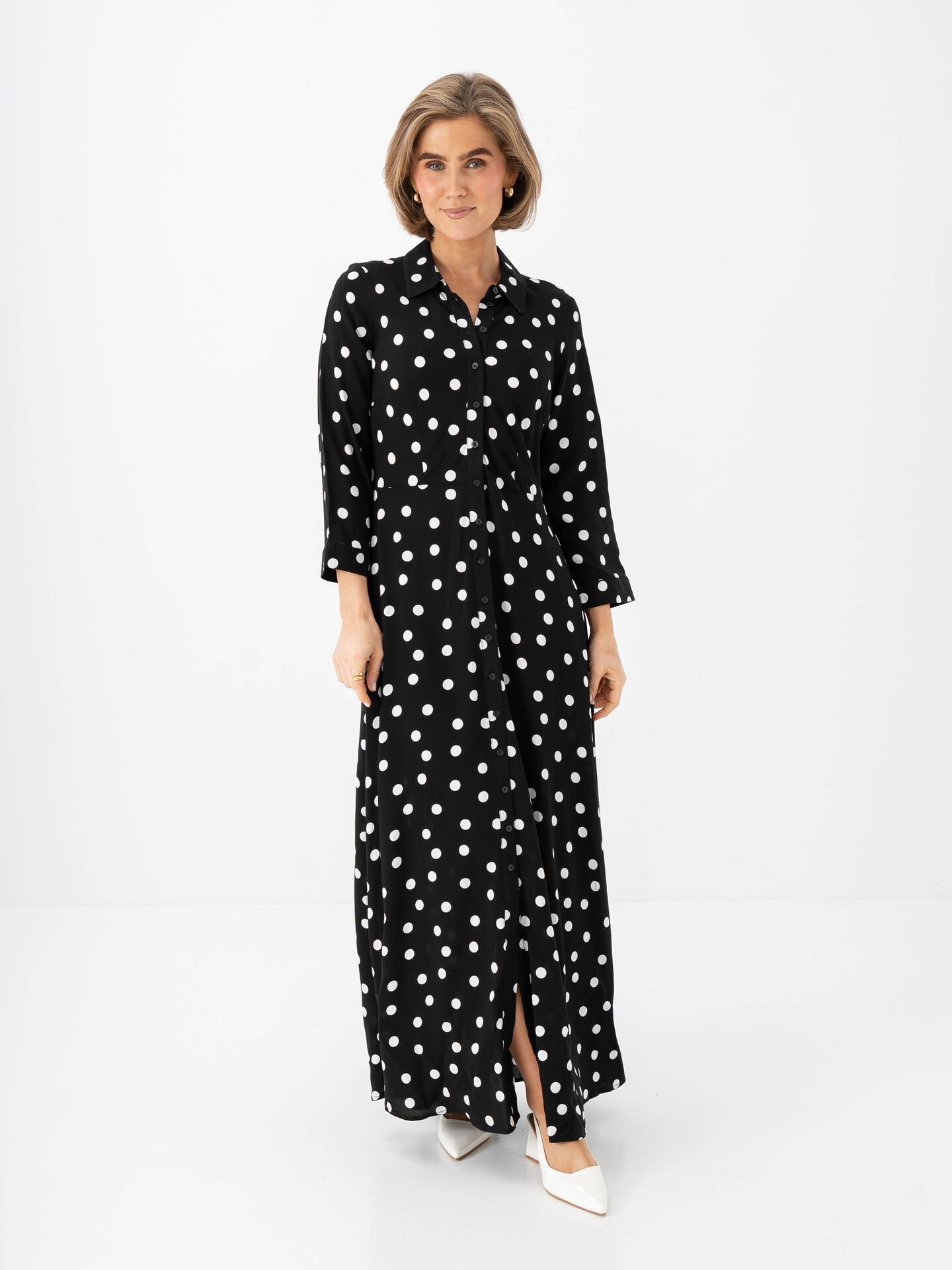 Y.A.S Savanna Long Shirt Dress Black / White