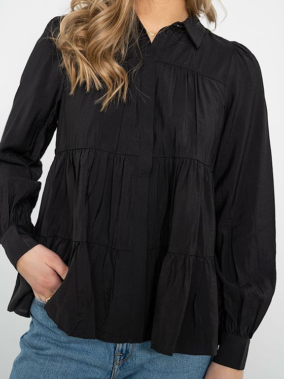 Y.A.S Pala Long Sleeve Shirt Black