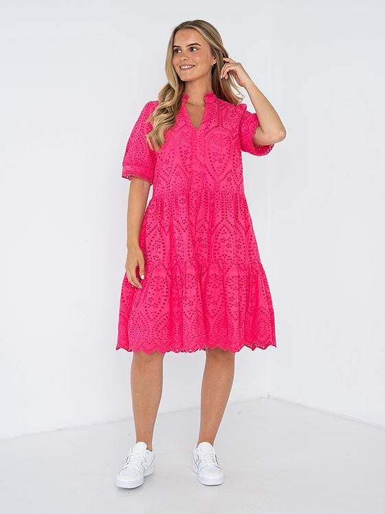 Y.A.S Holi Short Sleeve Dress Fandango Pink