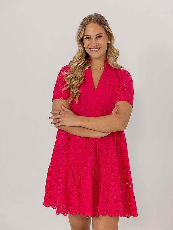 Y.A.S Holi Short Sleeve Dress Raspberry Sorbet