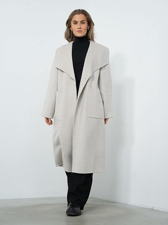 Y.A.S Alma Handmade Wool Mix Coat Light Grey Melange