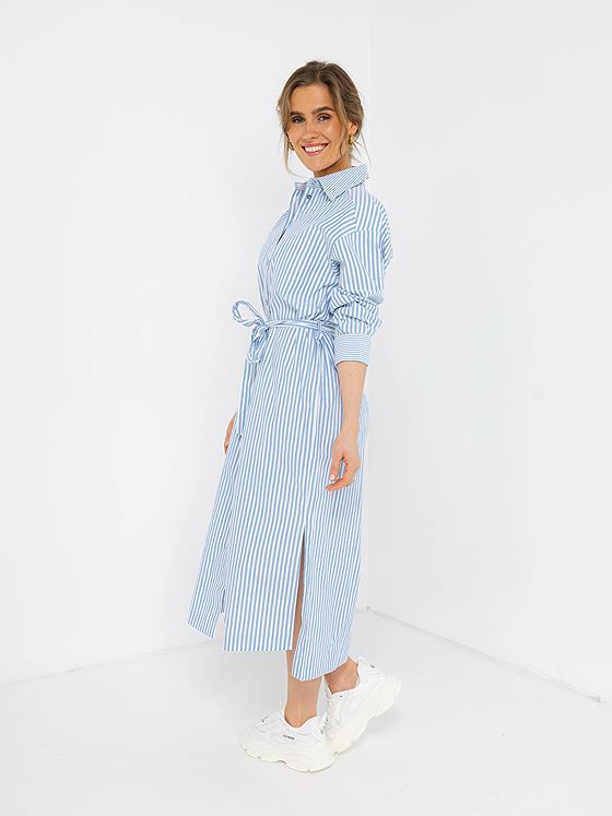 Y.A.S Legion Long Sleeve Long Shirt Dress Legion Blue