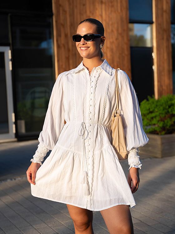 Y.A.S Somellie Long Sleeve Shirt Dress White