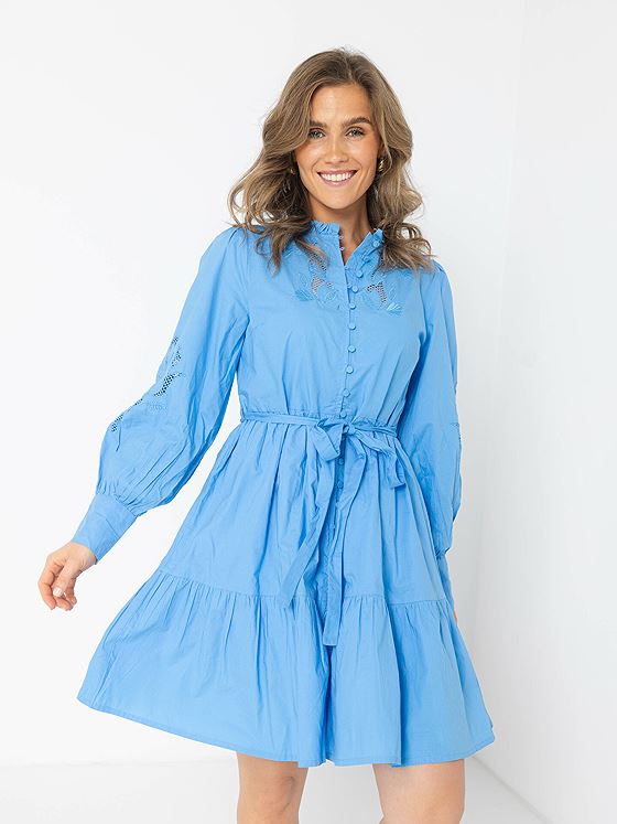 Y.A.S Zira Long Sleeve Shirt Dress Azure Blue