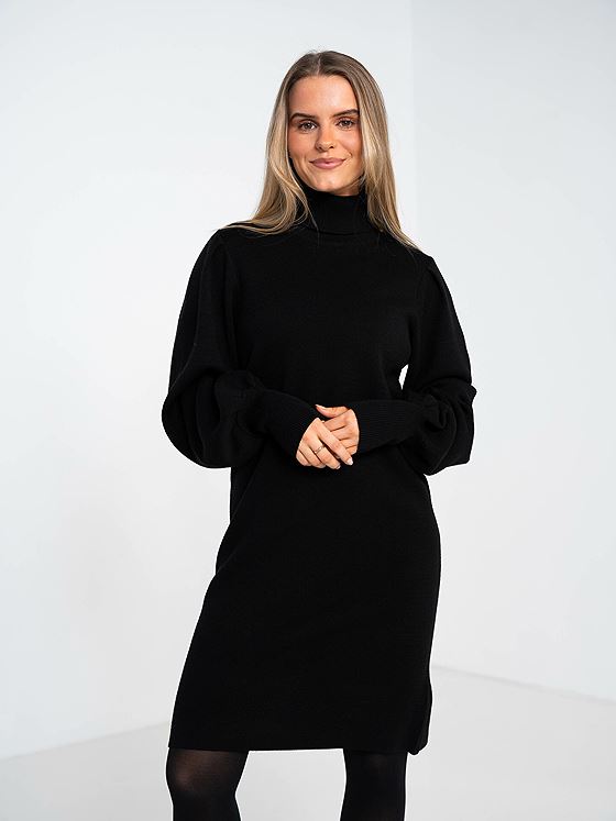 Y.A.S Fonny Long Sleeve Roll Neck Knit Dress Black