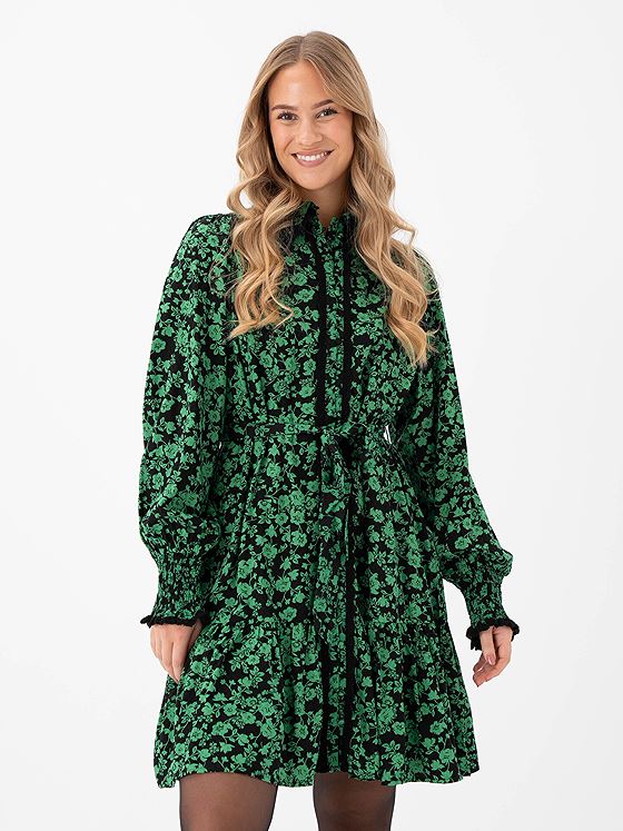 Y.A.S Tilera Shirt Dress Black/AOP Tilera fir