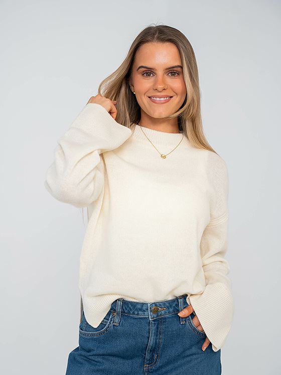 Y.A.S Frido Long Sleeve Wide Knit Pullover Birch