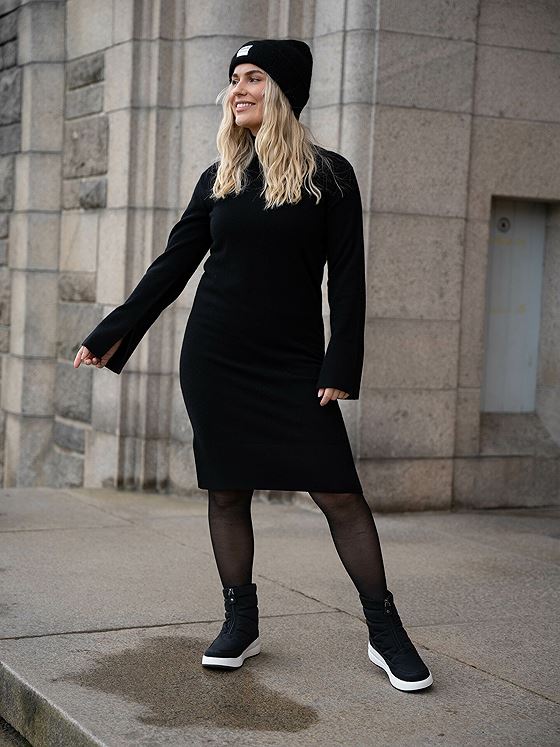 Y.A.S Emilie Long Sleeve High Neck Knit Dress Black