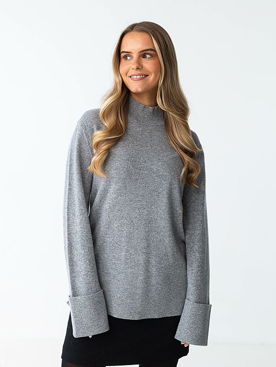 Y.A.S Emilie Highneck Pullover Light Grey Melange