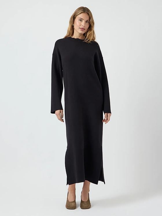 Y.A.S Elma Long Sleeve Long Knit Dress Black