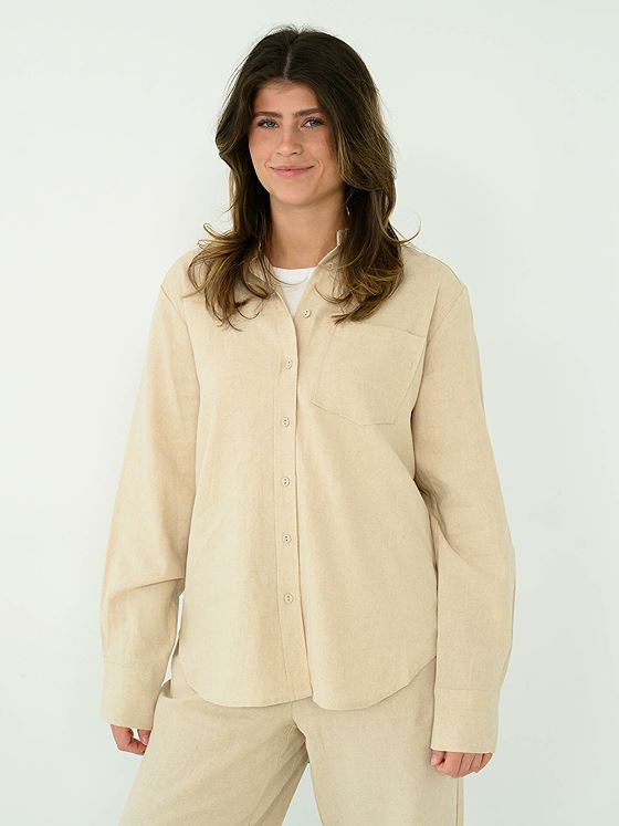 Y.A.S Flaxy Long Sleeve Linen Shirt Birch