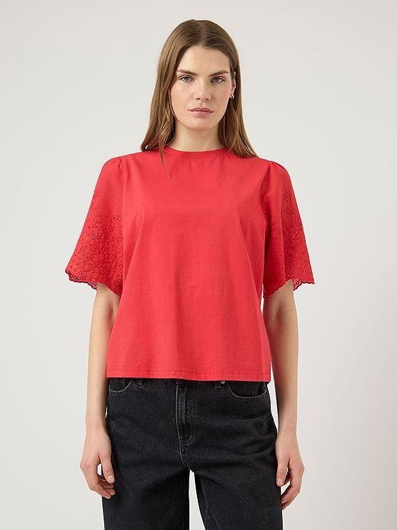 Y.A.S Lex Short Sleeve Top Fiery Red