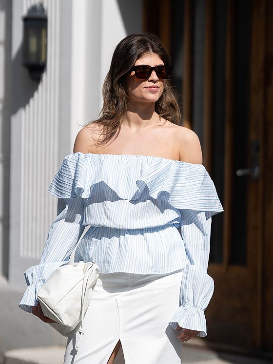 Y.A.S Cala Long Sleeve Os Top White / Stripes