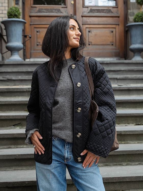 Y.A.S Laurie Long Sleeve Padded Jacket NavyBl Black