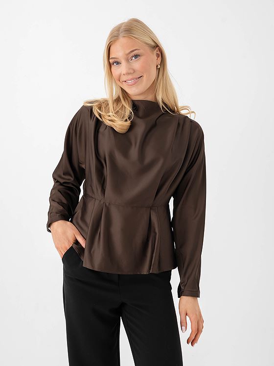 Y.A.S Yera Long Sleeve Top Chocolate Brown