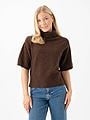 Y.A.S Emila 2/4 Roll Neck Knit Pullover Chocolate Brown