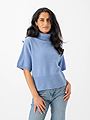 Y.A.S Emila 2/4 Roll Neck Knit Pullover Vista Blue