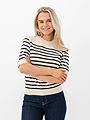 Y.A.S Lena Short Sleeve Knit Pullover Birch / Black Stripes