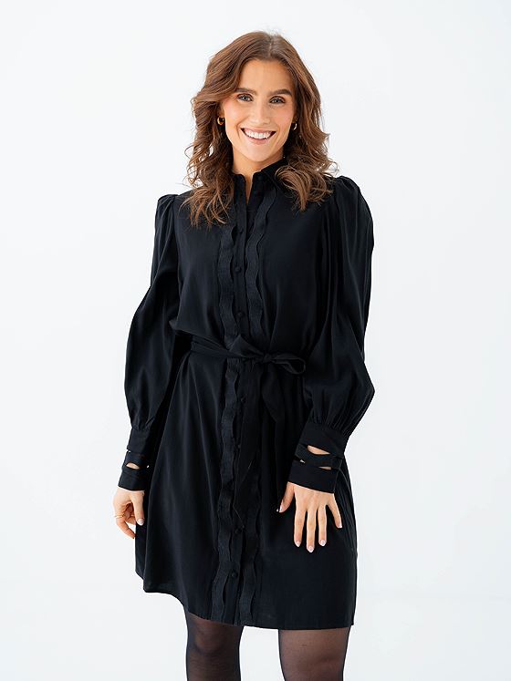 Y.A.S Unica Long Sleeve Shirt Dress Black