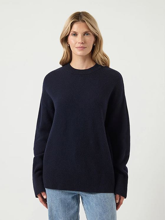 Y.A.S Nola Wool Long Sleeve Knit Pullover Navy Blazer